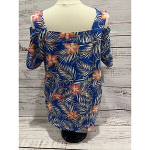 Woman Within Tropical Off Shoulder Short Sleeve Top Women's Size L 18/20 NEW
